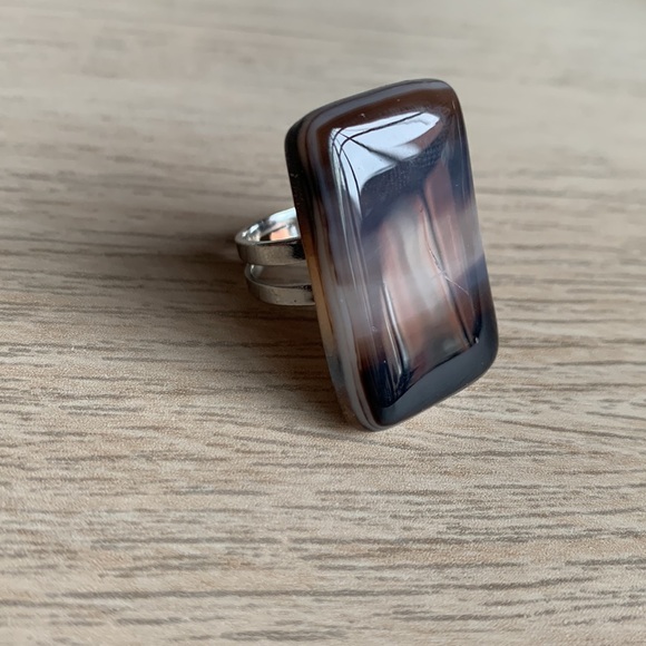 CREATION - Brown white Glass Ring - OZ - Picture 10 of 13